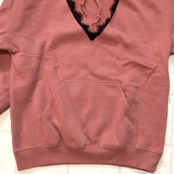 F21 Lace Trim V-Neck Oversized Hoodie - Picture 5 of 6